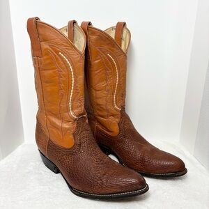 Vintage Western Brown Leather Cowboy Boots Size 8.5
